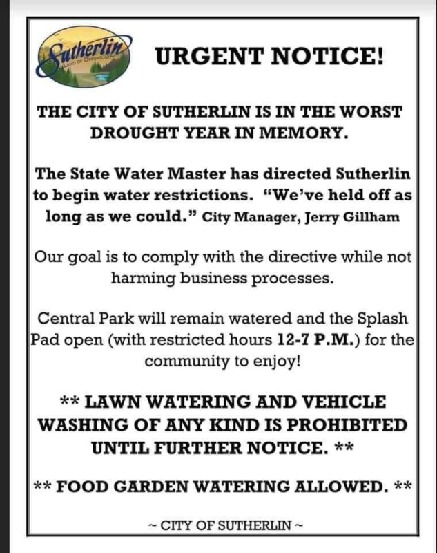 Sutherlin Water Restrictions Timber Valley SKP Park of Oregon, Inc