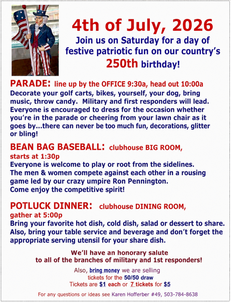 July 4 Festivities! | Timber Valley SKP Park of Oregon, Inc